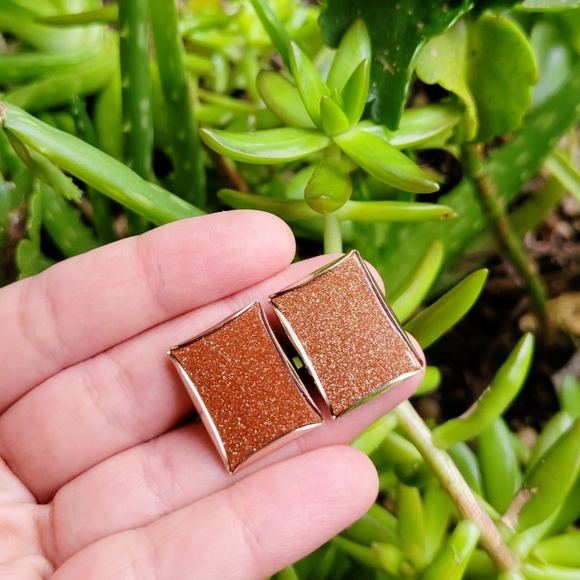 Vintage Sunstone Cuff Links - Picture 6 of 16
